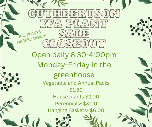 FFA Plant Sale Closeout 